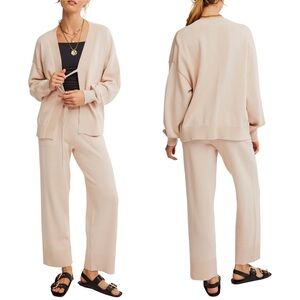 Free People Solar Cardigan & Pants Set Cotton Knit Size XS